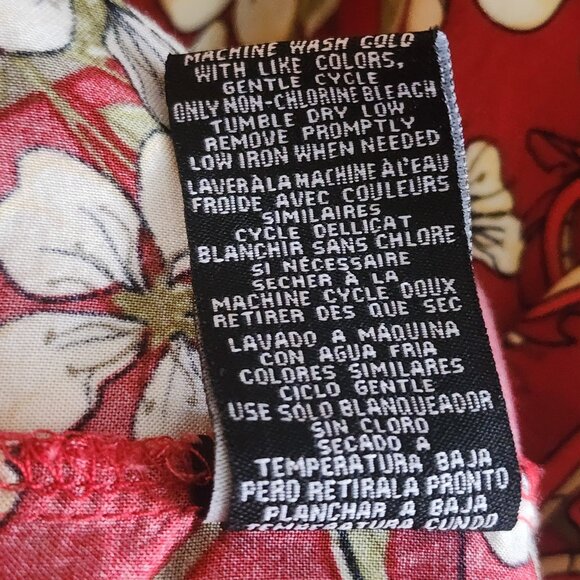 Disney Mulan Shirt Mens Medium Red Floral Mushu Cri-Kee Rayon Hawaiian Button Up - Picture 6 of 9